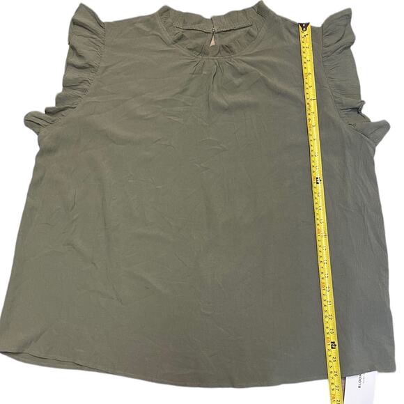 Bloomchic Plus Size Sage Green Ruffle Sleeveless Shirt 18/20 - Picture 4 of 4